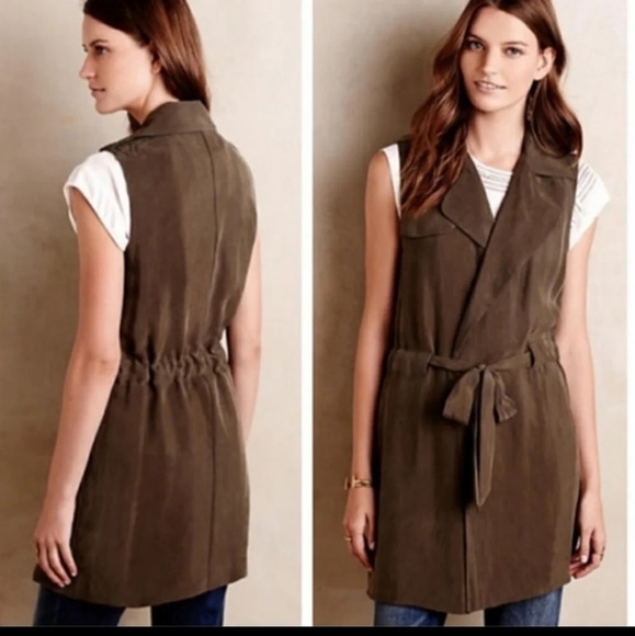 Anthropologie Elevenses Drape Wrap Trench Vest - Picture 1 of 5